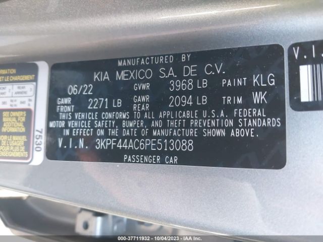 3KPF44AC6PE513088 KIA FORTE GT