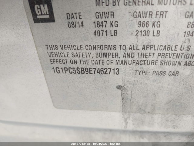 Chevrolet Cruze 1lt 2014 1G1PC5SB9E7462713 Image 9
