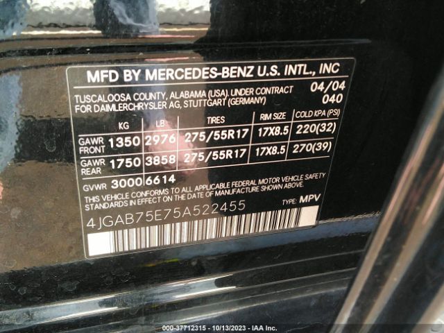 2005 MERCEDES-BENZ M-CLASS 4JGAB75E75A522455 Photo 8