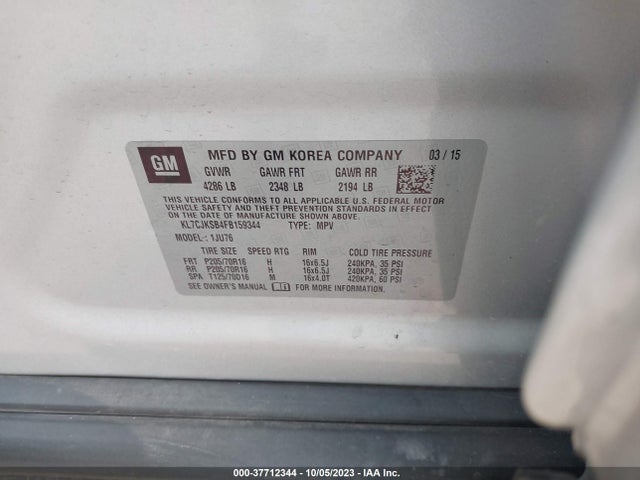 Chevrolet TRAX LS 2015 KL7CJKSB4FB159344 Image 9