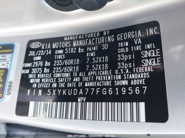 5XYKUDA77FG619567 KIA SORENTO EX