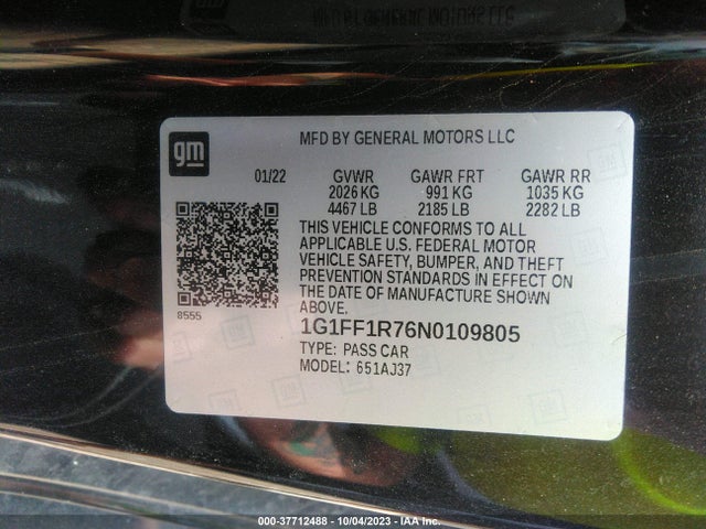 Chevrolet CAMARO LT1 2022 1G1FF1R76N0109805 Image 9