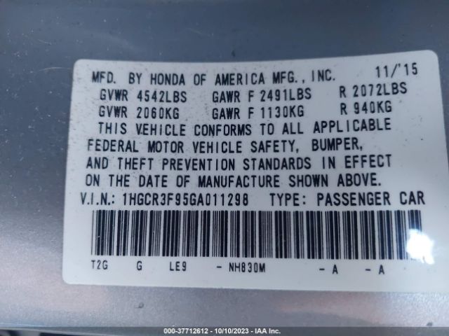 1HGCR3F95GA011298 Honda Accord Sedan Touring