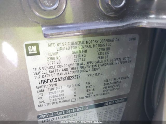 LRBFXCSA3KD022372 Buick Envision Essence
