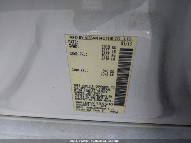 2013 NISSAN ALTIMA 2.5 SV VIN: 1N4AL3AP5DC235500