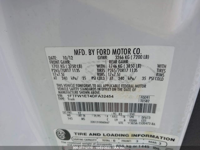 2013 FORD F-150 1FTFW1ET4DFA32454 Photo 8