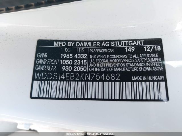 WDDSJ4EB2KN754682 Mercedes-Benz Cla Cla 250