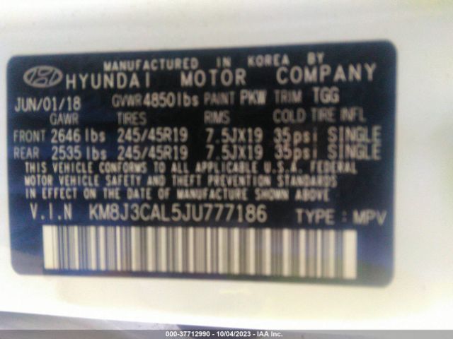 KM8J3CAL5JU777186 Hyundai Tucson Sport
