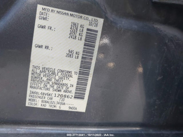 Nissan Altima 2.5 S 2019 1N4BL4BV6KC120862 Image 9