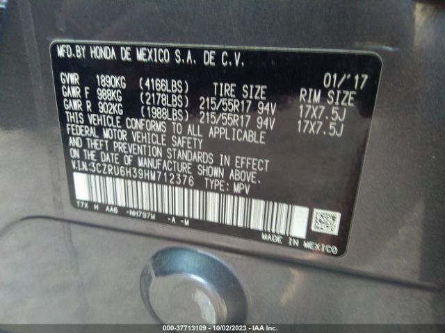 3CZRU6H39HM712376 Honda HR-V LX
