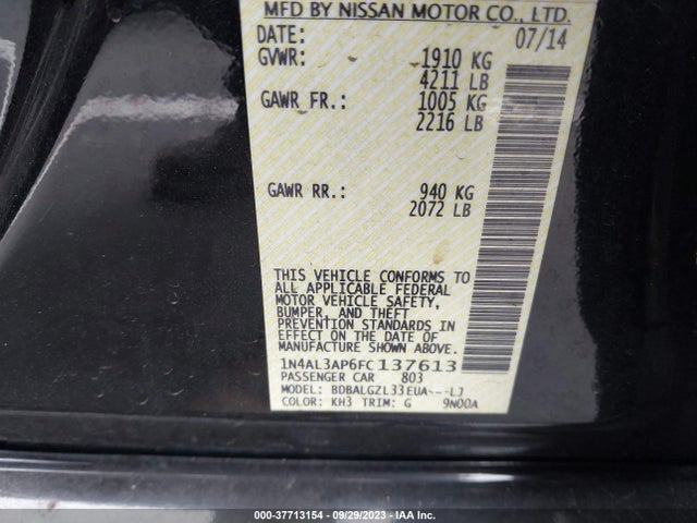 Nissan Altima 2.5 S 2015 1N4AL3AP6FC137613 Image 9