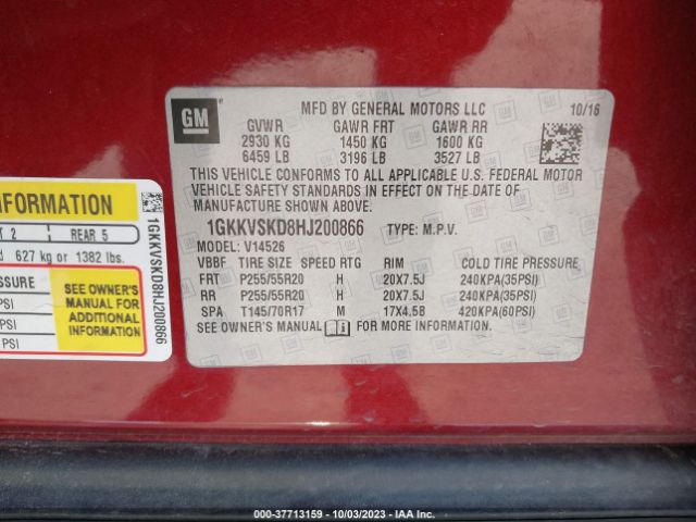 1GKKVSKD8HJ200866 GMC Acadia Limited Limited