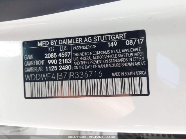 WDDWF4JB7JR336716 Mercedes-Benz C-class C 300