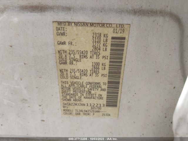 5N1AZ2MJ2KN112213 Nissan Murano Platinum