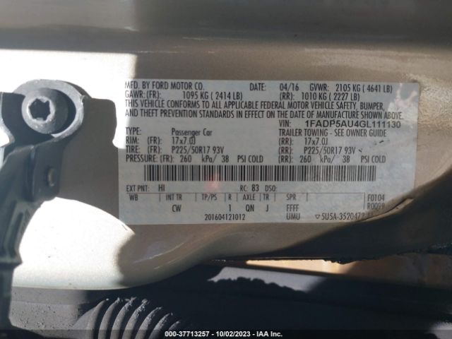 1FADP5AU4GL111130 Ford C-max Hybrid Se