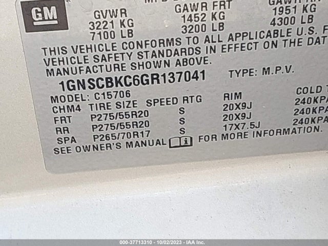 Chevrolet Tahoe Lt 2016 1GNSCBKC6GR137041 Image 9