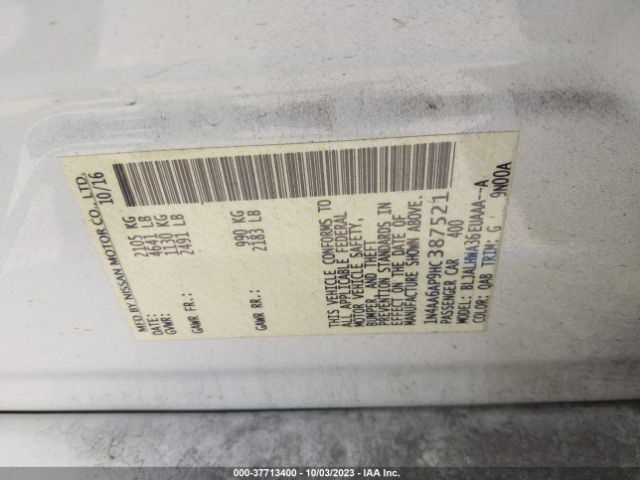 1N4AA6AP9HC387521 Nissan Maxima Platinum