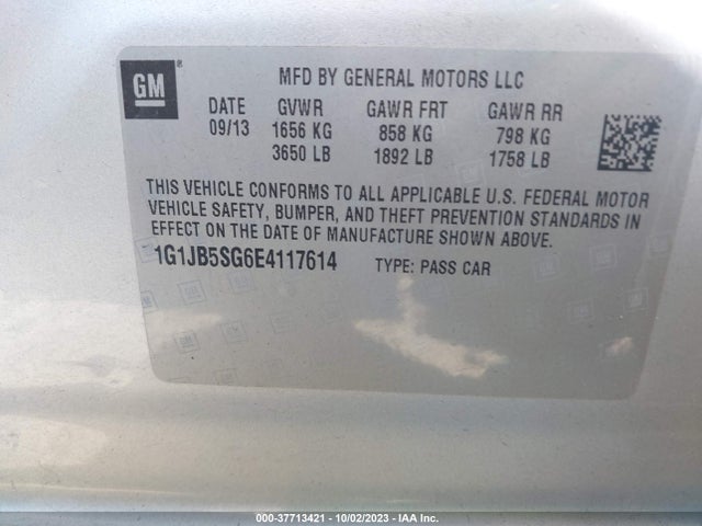 Chevrolet SONIC LS 2014 1G1JB5SG6E4117614 Image 9
