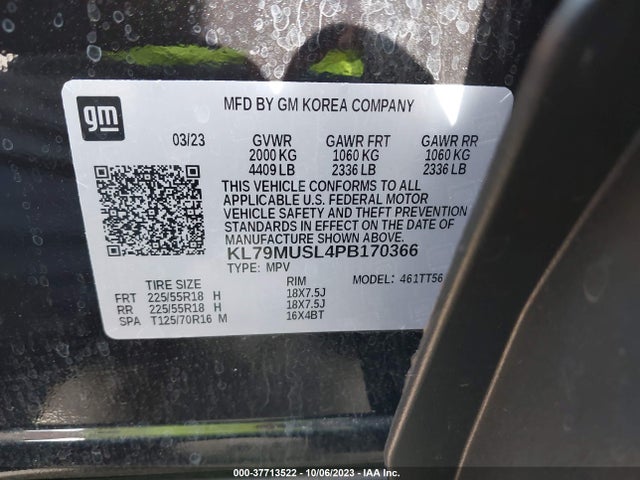 Chevrolet Trailblazer Awd Rs 2023 KL79MUSL4PB170366 Image 9