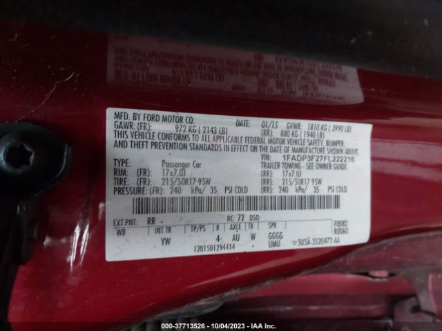 1FADP3F27FL222216 Ford FOCUS SE