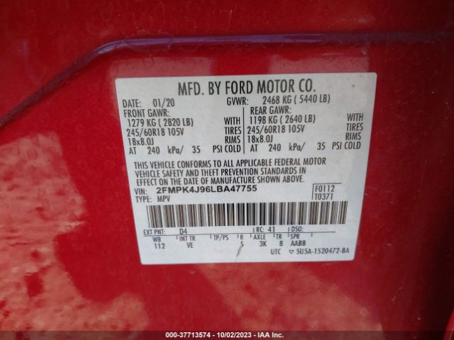 2FMPK4J96LBA47755 Ford EDGE SEL
