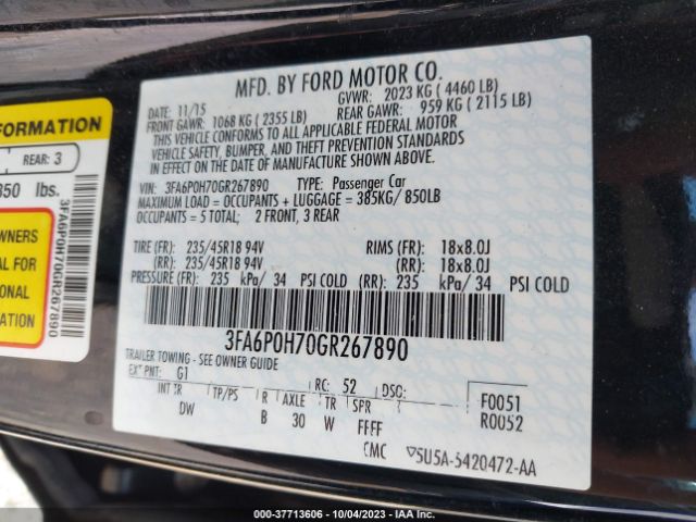 3FA6P0H70GR267890 Ford FUSION SE