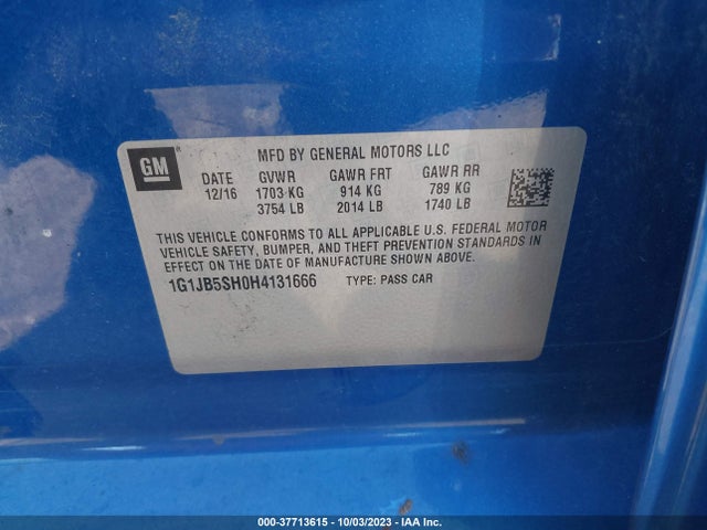 Chevrolet Sonic Ls Auto 2017 1G1JB5SH0H4131666 Image 9