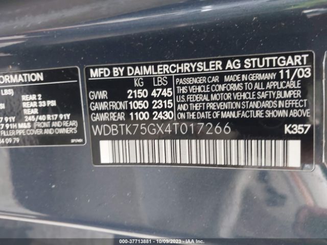 2004 MERCEDES-BENZ CLK-CLASS WDBTK75GX4T017266 Photo 8
