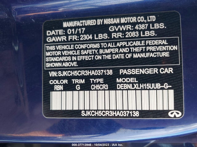 SJKCH5CR3HA037138 Infiniti Qx30 Luxury