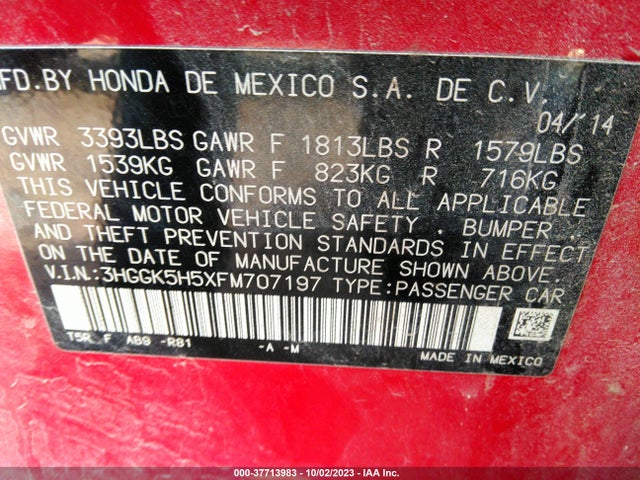 Honda FIT LX 2015 3HGGK5H5XFM707197 Image 10