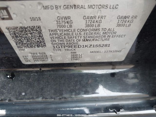 1GTP9EED1KZ155281 GMC Sierra 1500 At4