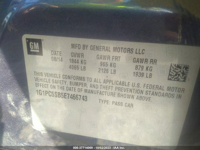 Chevrolet Cruze 1lt 2014 1G1PC5SB5E7466743 Image 9