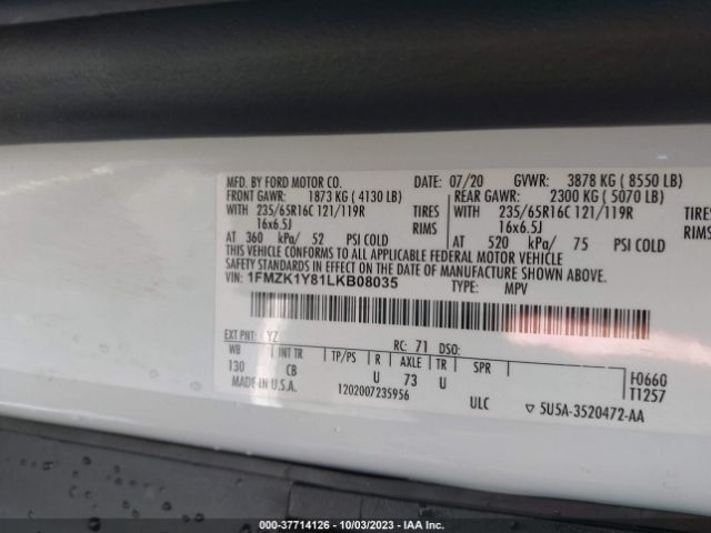 1FMZK1Y81LKB08035 Ford Transit Passenger Wagon Xl/xlt