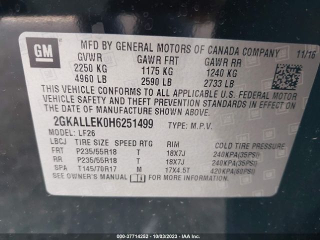 2GKALLEK0H6251499 GMC TERRAIN SL