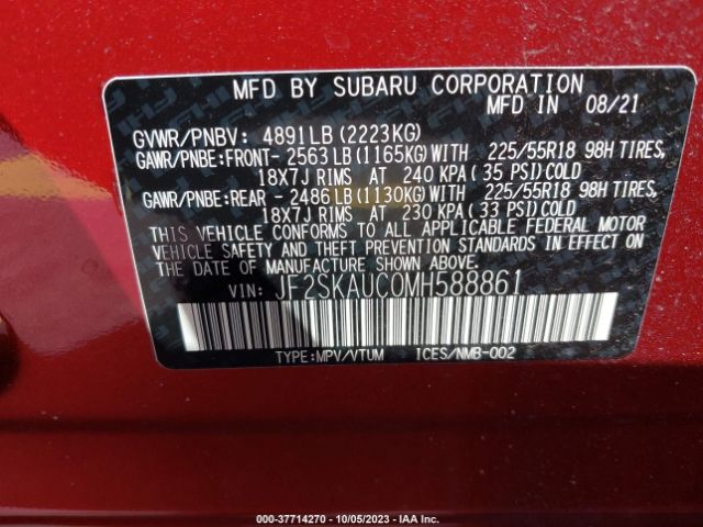 JF2SKAUC0MH588861 Subaru Forester Limited