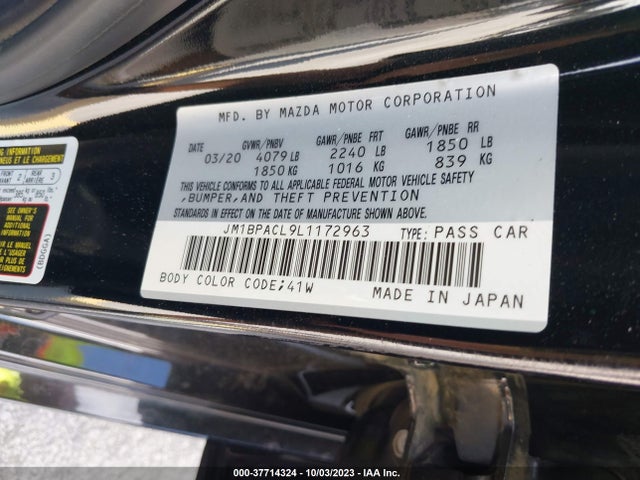 2020 MAZDA MAZDA3 SELECT PACKAGE VIN: JM1BPACL9L1172963