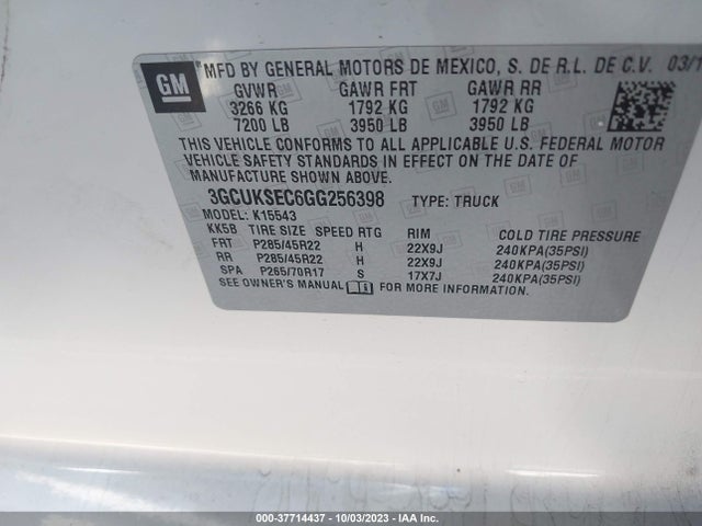 Chevrolet Silverado 1500 2lz 2016 3GCUKSEC6GG256398 Image 9