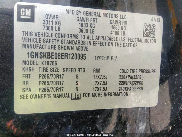 Chevrolet Tahoe Lt 2014 1GNSKBE08ER120095 Image 9