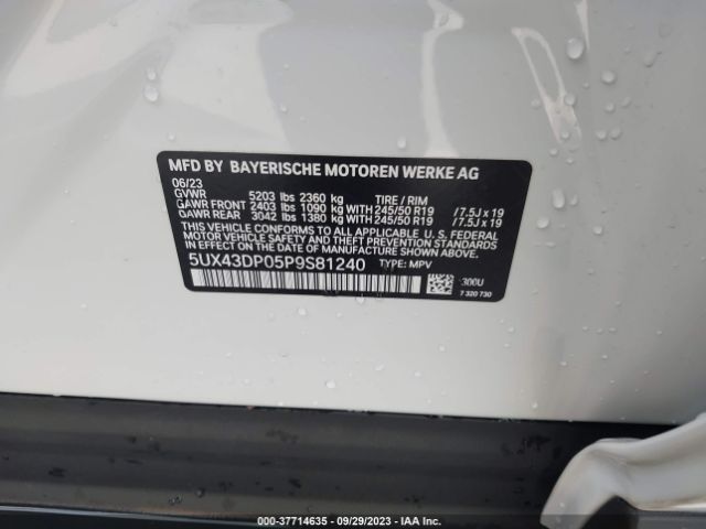 5UX43DP05P9S81240 BMW X3 Sdrive30i