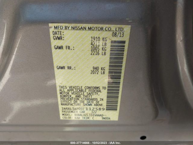1N4AL3AP0EC112589 Nissan Altima 2.5 Sl