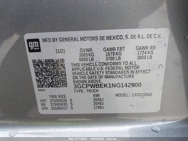 Chevrolet Silverado 1500 Ltd Custom 2022 3GCPWBEK1NG142900 Image 9