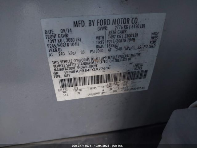 1FM5K7B84FGA77610 Ford Explorer Base
