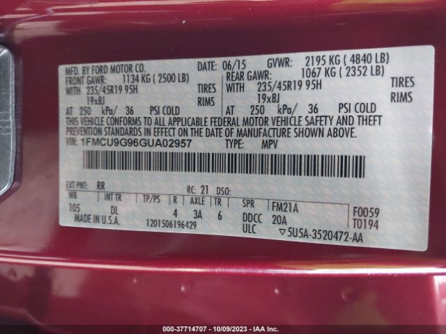 2016 FORD ESCAPE 1FMCU9G96GUA02957 Photo 8