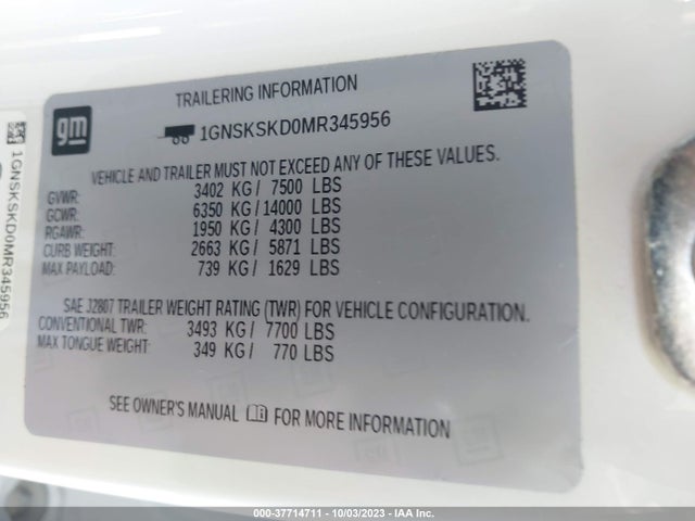 Chevrolet Tahoe Premier 2021 1GNSKSKD0MR345956 Image 9