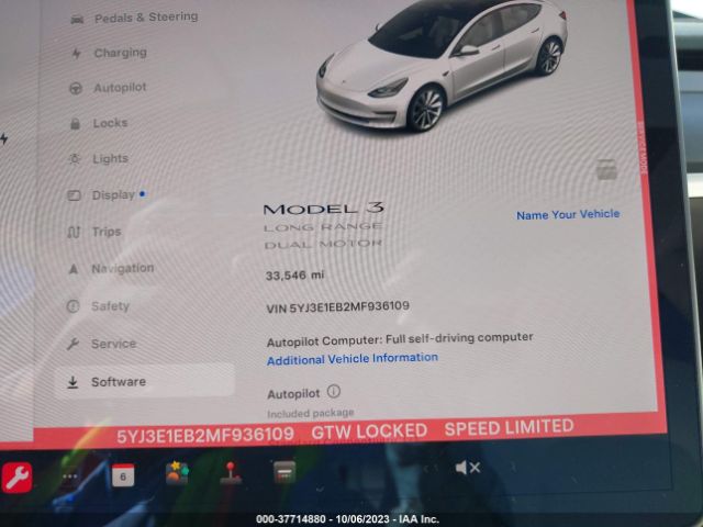 5YJ3E1EB2MF936109 Tesla Model 3 Long Range