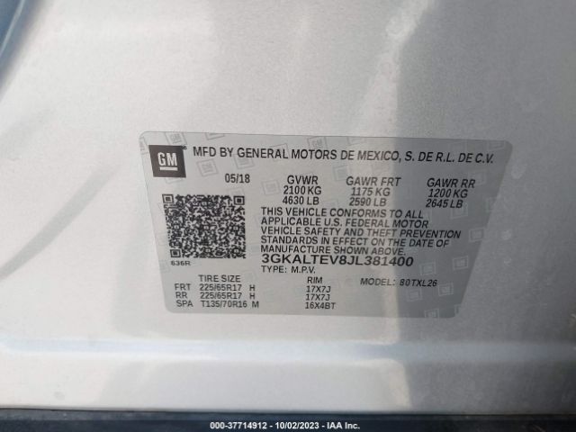 3GKALTEV8JL381400 GMC Terrain Sle