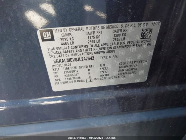 3GKALMEV0JL242643 GMC Terrain Sle