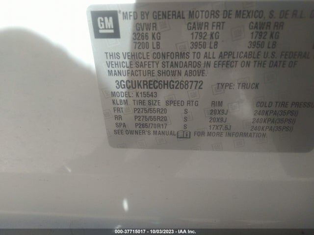 Chevrolet Silverado 1500 Lt 2017 3GCUKREC6HG268772 Image 9