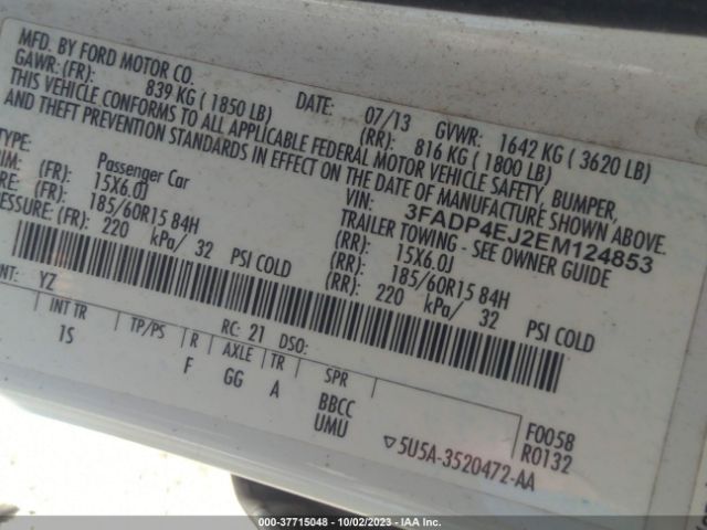 3FADP4EJ2EM124853 Ford FIESTA SE