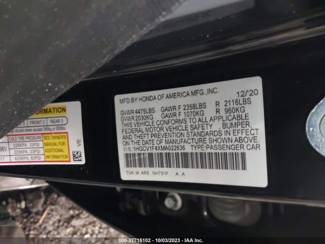 1HGCV1F4XMA022636 Honda Accord Sedan Sport Se